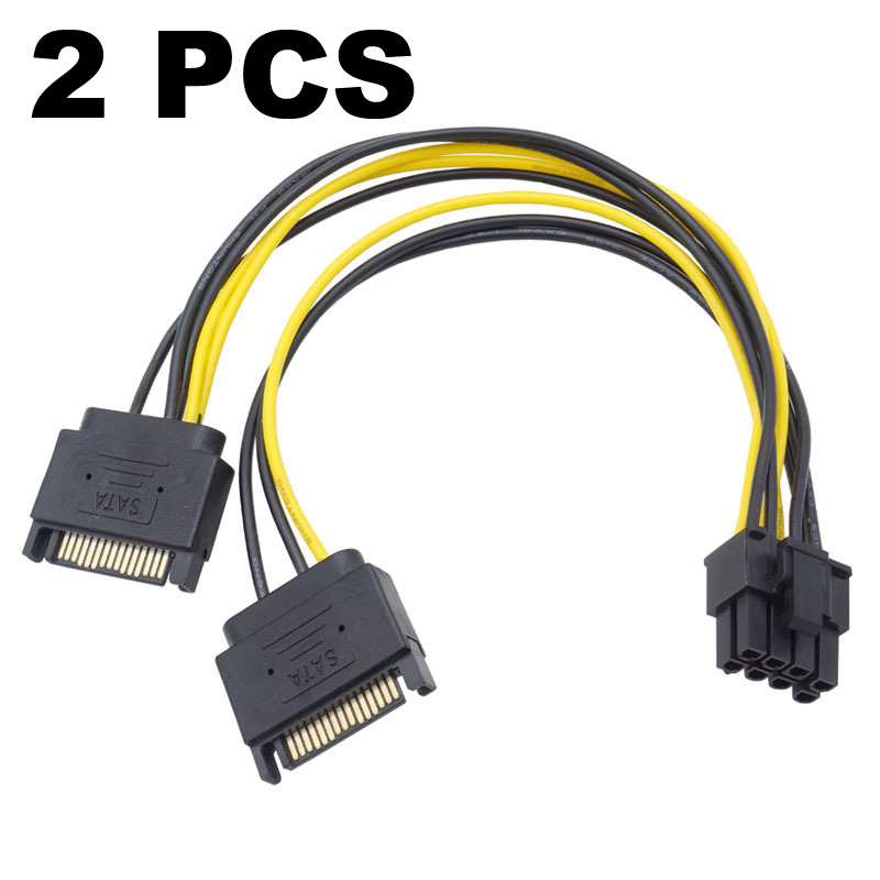 Pcie Extension Cable - 2pcs 듀얼 SATA 15핀 ~ 8핀(6+2)