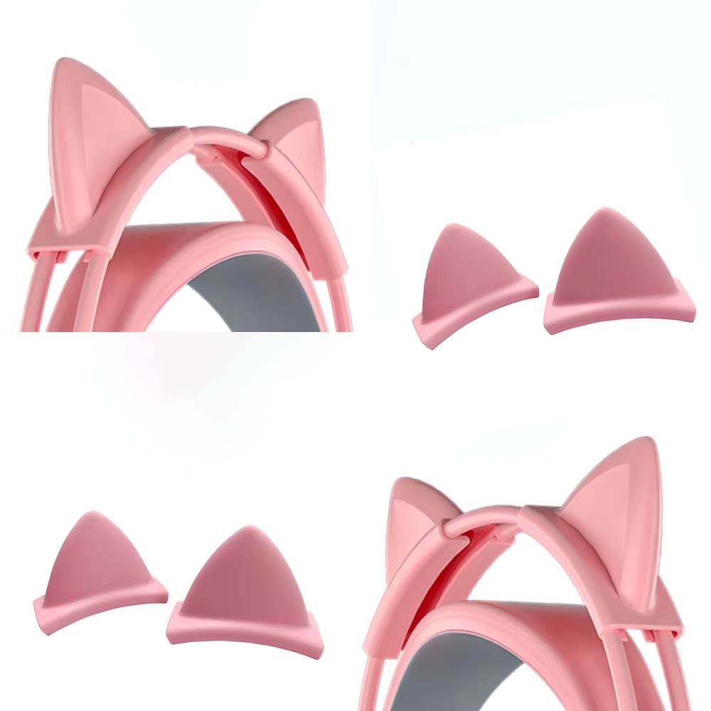 Gaming Accessories Pink - 핑크 실리콘 고양이 귀 펜던트 헤드폰