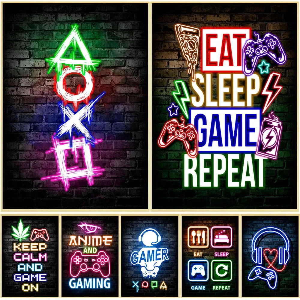 Gaming Accessories Wall - 게임 네온 이트 슬립 게임 리피트