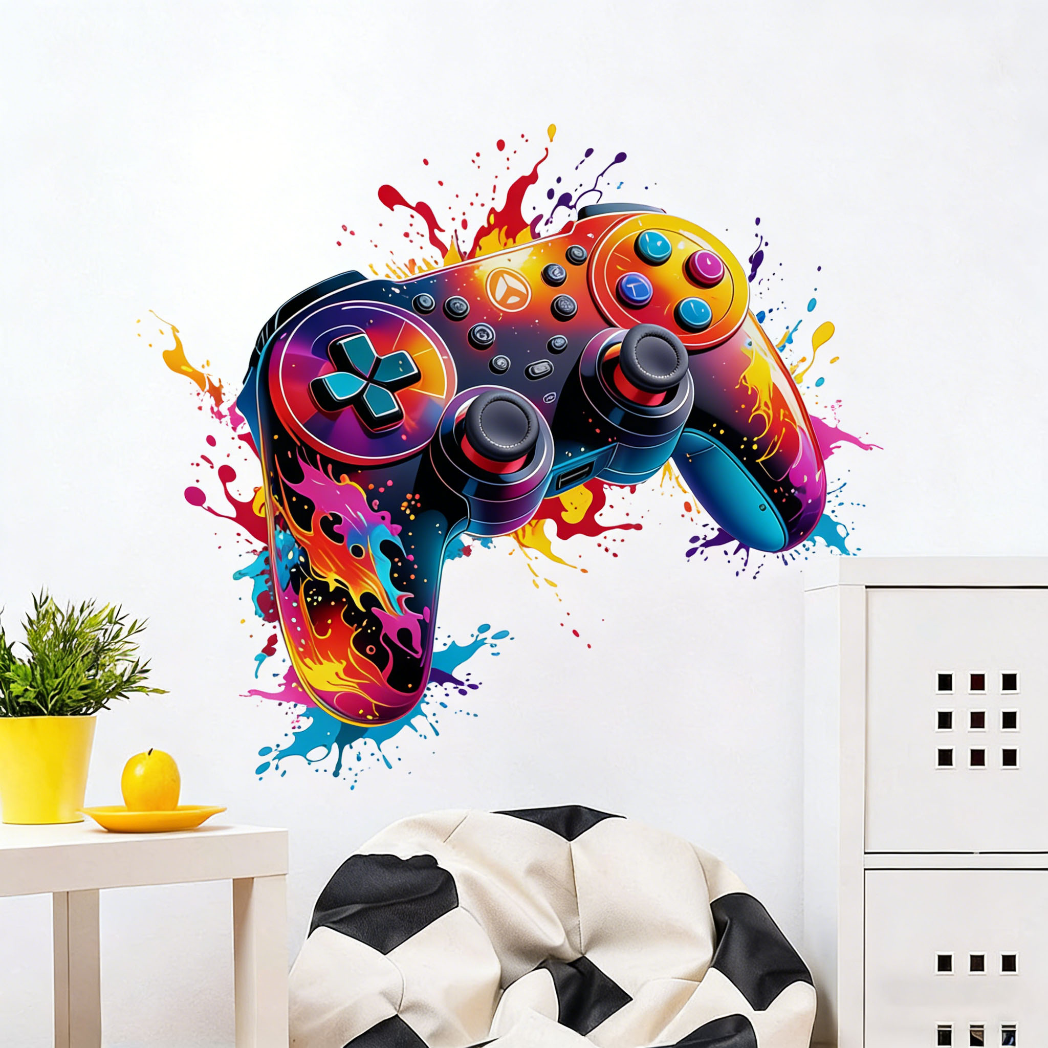 레드 플레임 게임 컨트롤러 벽 데칼 (침실 게임룸 장식 - Accessories For Your Gaming Room 리뷰 및 가격