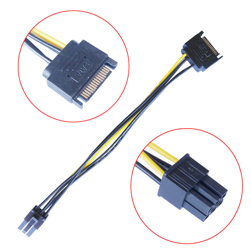 2pcs 듀얼 SATA 15핀 ~ 8핀(6+2) 6 P - Pcie Extension Cable 리뷰 및 가격