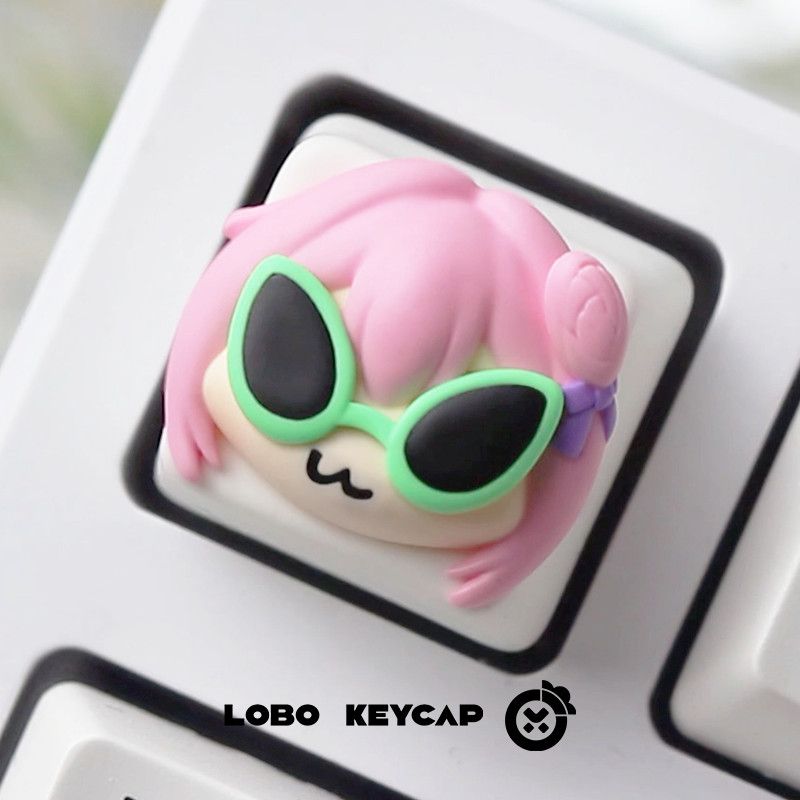 귀여운 핑크 머리카락 애니메이션 소녀 레진 아티산 키캡 - Gaming Accessories Pink 리뷰 및 가격