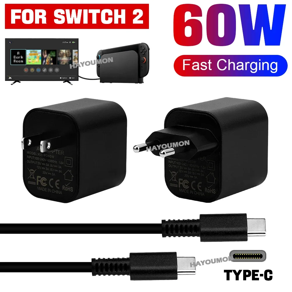 스위치 2용 AC 어댑터 고속 충전기 60W 타입-C  - Gaming Accessories Wall 리뷰 및 가격
